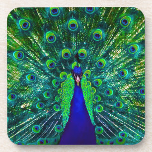 Dessous-de-verre plume de paon néon/psychédélique PixDezines