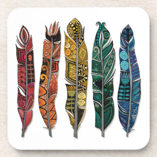 Dessous-de-verre plumes arc-en-ciel