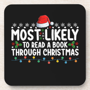 Dessous-de-verre Plus susceptible de lire un livre jusqu'à Noël