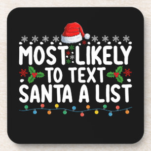 Dessous-de-verre Plus susceptible de texter le Père Noël sur une li