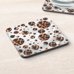 Dessous-de-verre Poche noire et orange Polka Imprimer