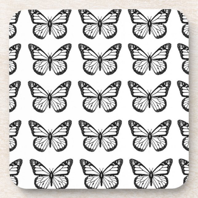 Dessous-de-verre Pochoirs noirs de papillon (Devant)