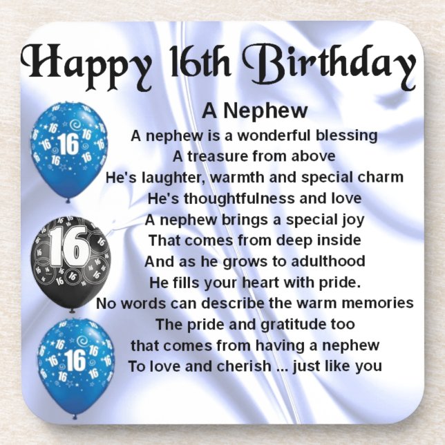 Dessous-de-verre Poème de neveu - 16ème anniversaire (Devant)