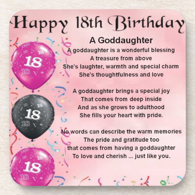 Dessous-de-verre Poème Godgirl - 18ème anniversaire (Devant)
