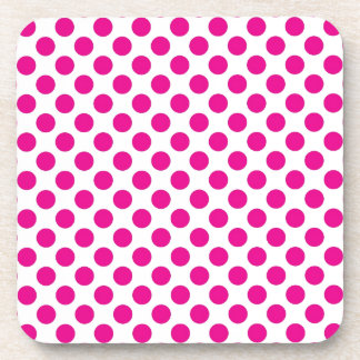 Dessous-de-verre Point de polka rose sur le blanc (grand)