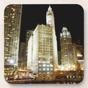 Dessous-de-verre Point de repère célèbre de Chicago la nuit