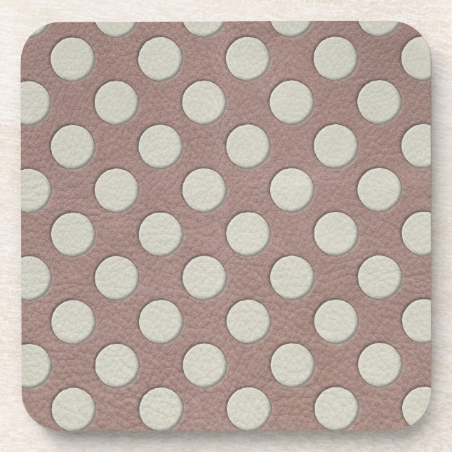 Dessous-de-verre Points blancs sur impression cuir taupe (Devant)