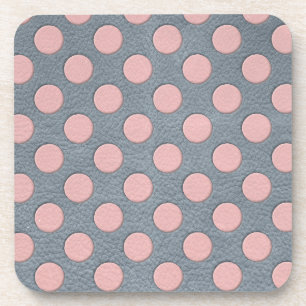 Dessous-de-verre Points roses sur impression cuir gris