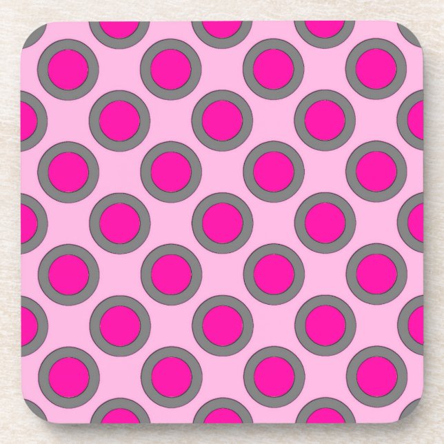 Dessous-de-verre Points tournés, fuchsia, gris et rose (Devant)