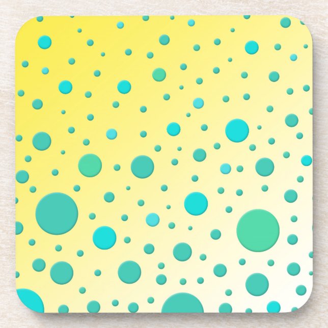 Dessous-de-verre Points Turquoise sur Design moderne Jaune (Devant)