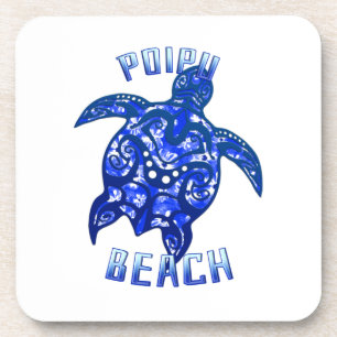Dessous-de-verre Poipu Beach Hawaii Vacances Tortue Tribale