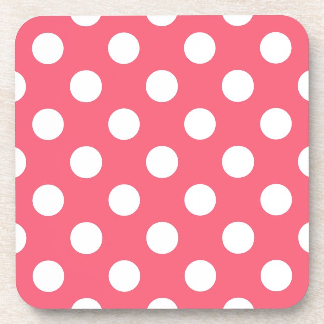Dessous-de-verre Pois blancs sur corail (Devant)