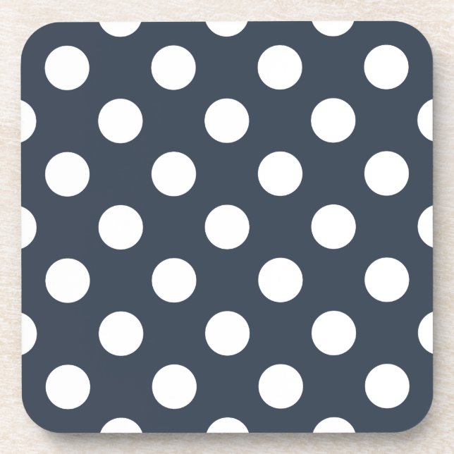 Dessous-de-verre Pois blancs sur gris bleu (Devant)