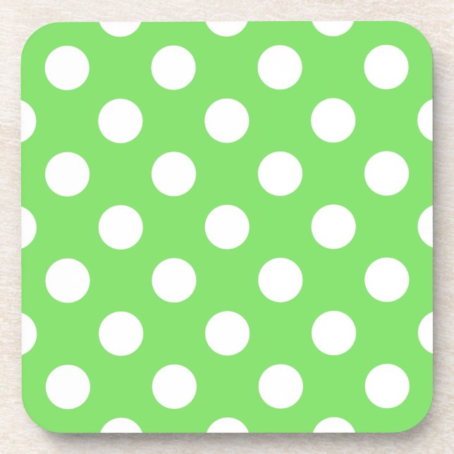 Dessous-de-verre Pois blancs sur vert pomme (Devant)
