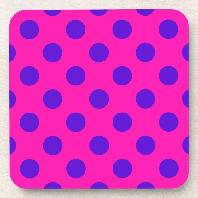 Dessous-de-verre Pois bleus sur fuchsia (Devant)