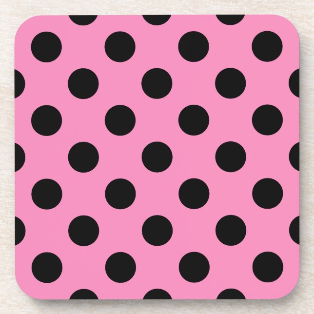Dessous-de-verre Pois noirs en rose (Devant)