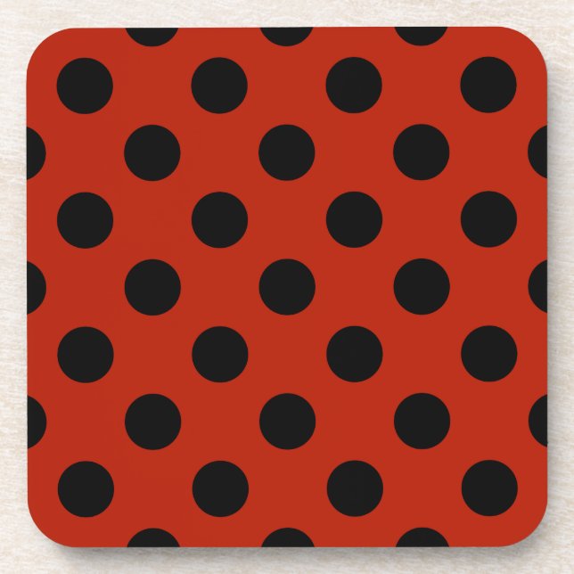 Dessous-de-verre Pois noirs en rouge (Devant)