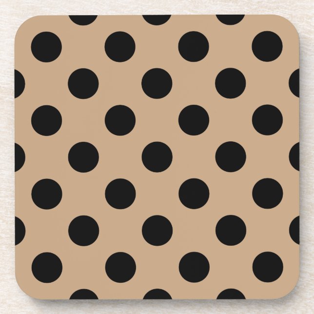 Dessous-de-verre Pois noirs sur beige (Devant)
