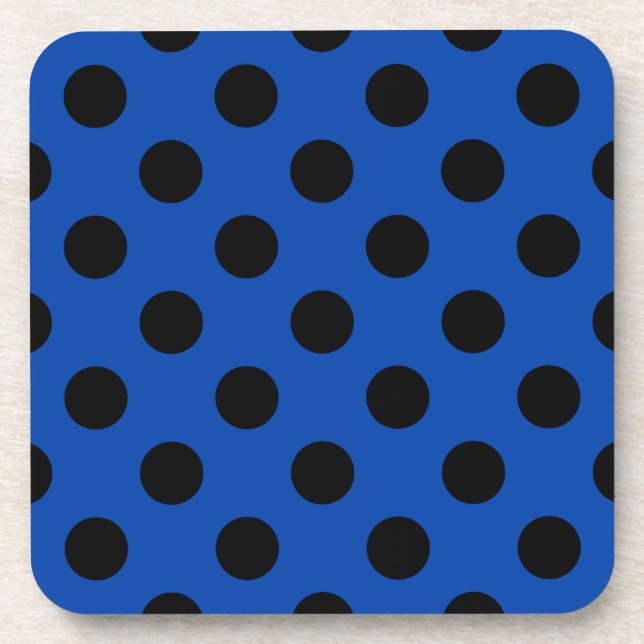 Dessous-de-verre Pois noirs sur bleu royal (Devant)