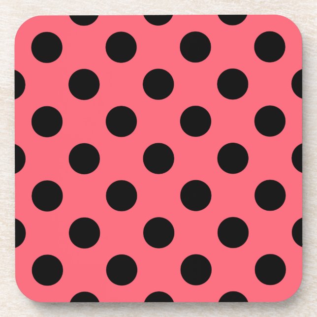 Dessous-de-verre Pois noirs sur corail (Devant)