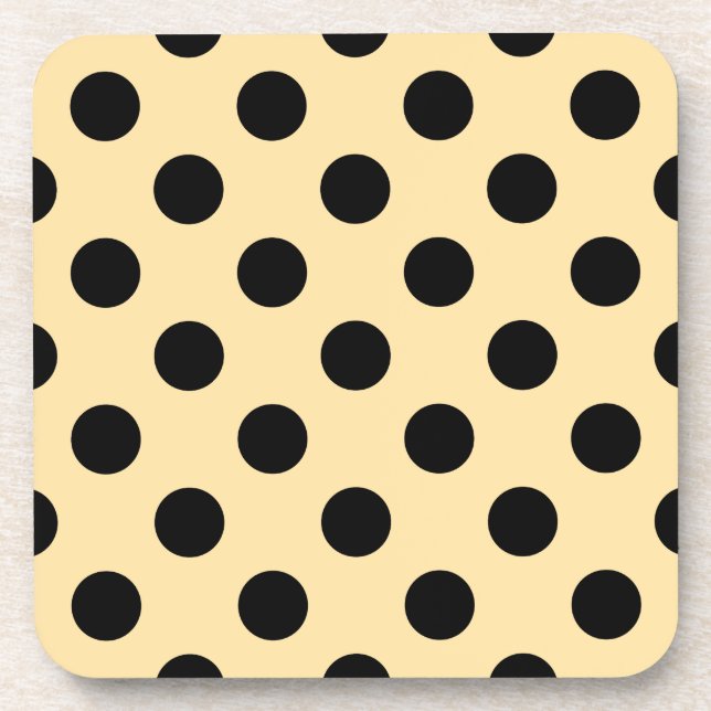 Dessous-de-verre Pois noirs sur jaune pâle (Devant)