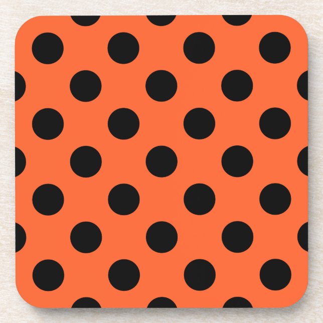 Dessous-de-verre Pois noirs sur orange (Devant)