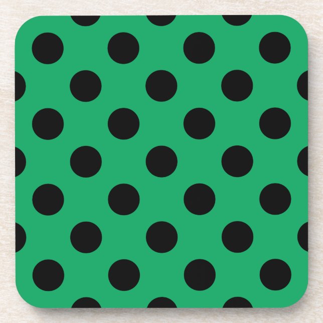 Dessous-de-verre Pois noirs sur vert frais (Devant)