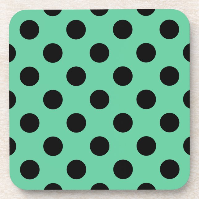 Dessous-de-verre Pois noirs sur vert menthe (Devant)