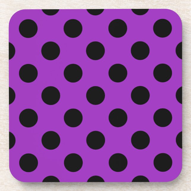 Dessous-de-verre Pois noirs sur violet (Devant)