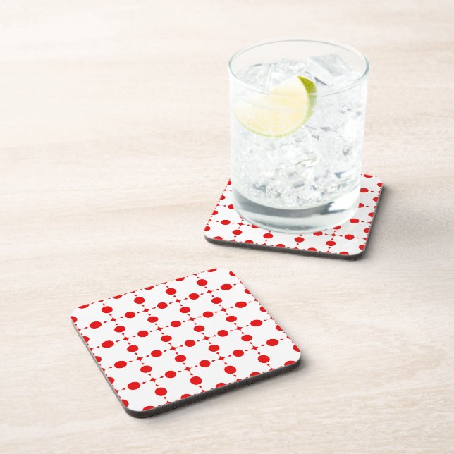 Dessous-de-verre Pois rouges, Motif à points polka, points, pointil (Côté Droit)