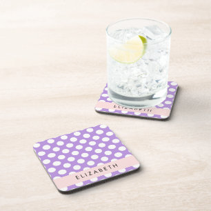 Dessous-de-verre Pois violets, Motif Pointe Polka, Votre Nom