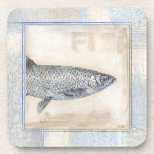 Dessous-de-verre Poisson gris sur Arrière - plan beige