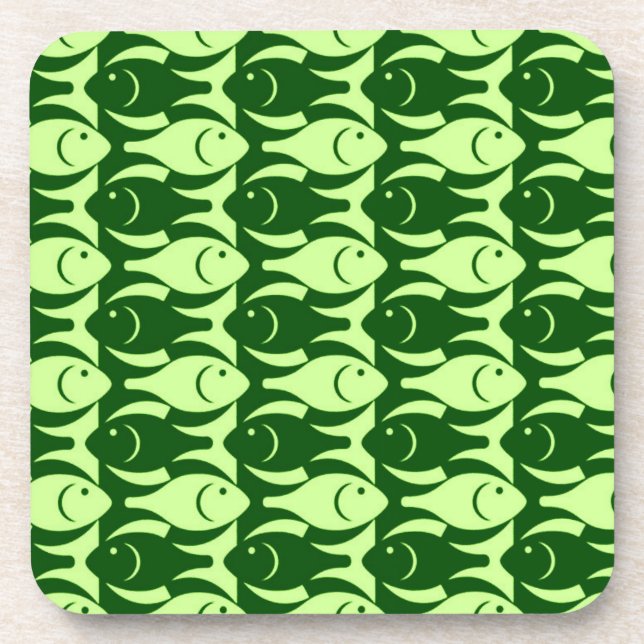 Dessous-de-verre Poisson moderne du milieu du siècle, chaux et vert (Devant)