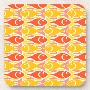 Dessous-de-verre Poisson moderne du milieu du siècle, mandarine ora