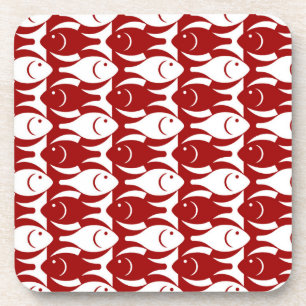 Dessous-de-verre Poisson moderne du milieu du siècle, rouge foncé e