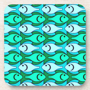 Dessous-de-verre Poisson moderne du milieu du siècle, vert jade et 