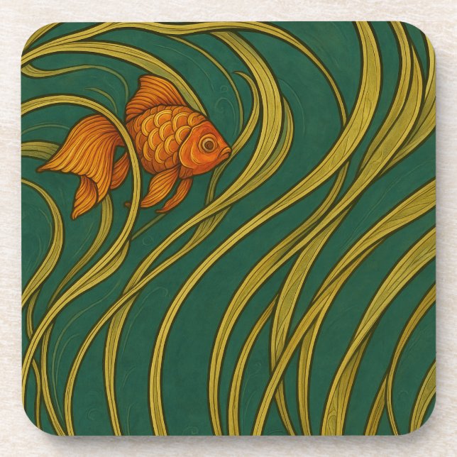 Dessous-de-verre Poisson rouge Art Nouveau  (Devant)