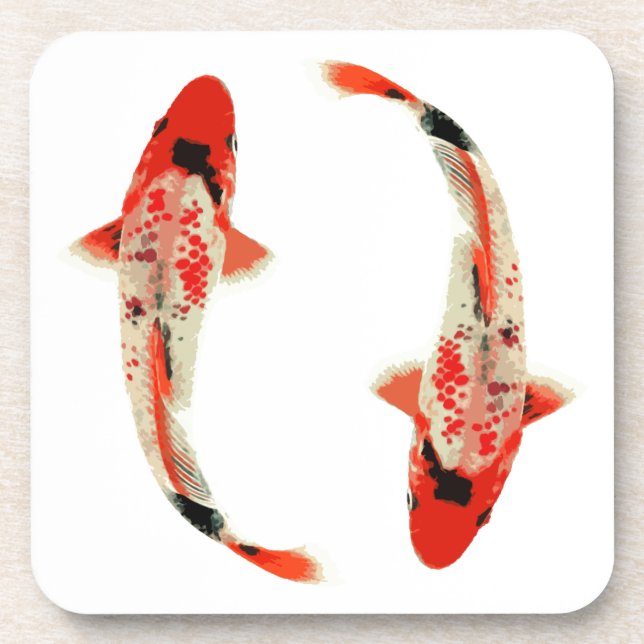 Dessous-de-verre Poisson rouge, blanc et noir Koi (Devant)