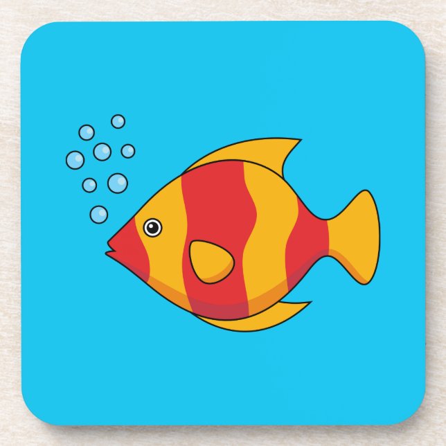 Dessous-de-verre Poisson rouge orange tropical (Devant)