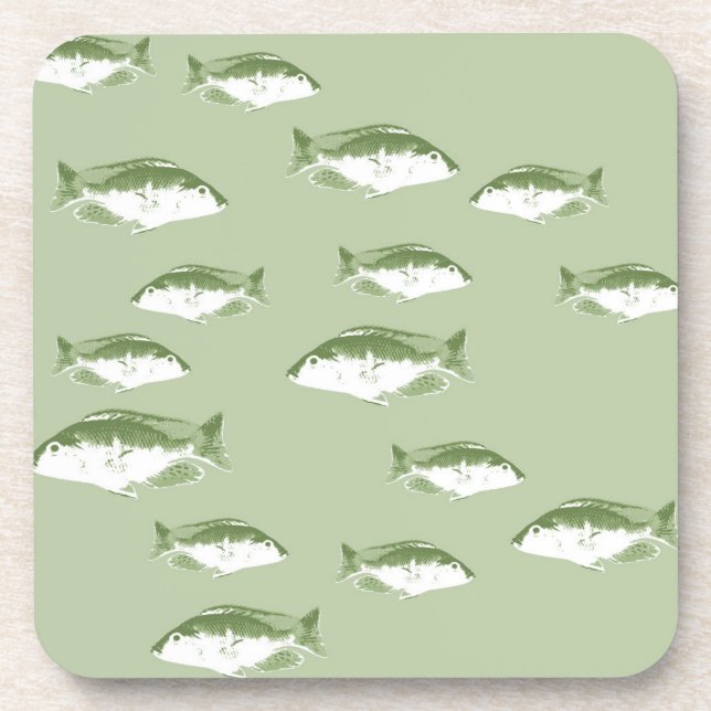 Dessous-de-verre Poisson vert olive (Devant)