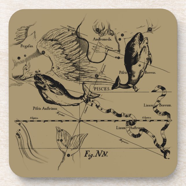 Dessous-de-verre Poissons Constellation Hevelius 1690 Décor (Devant)