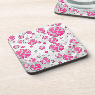 Dessous-de-verre Poka Dot Vache rose et blanc
