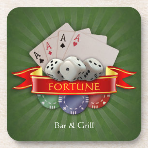 Dessous-de-verre Poker Mania - Cartes, Dices, Chips