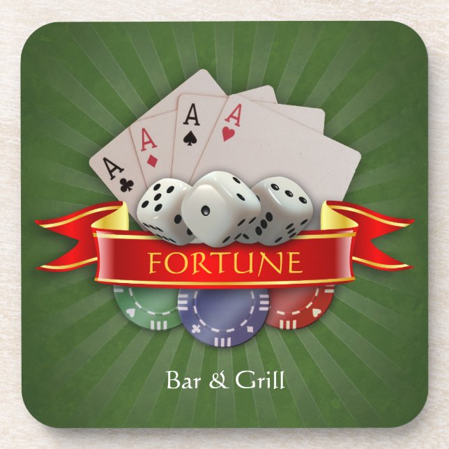 Dessous-de-verre Poker Mania - Cartes, Dices, Chips (Devant)