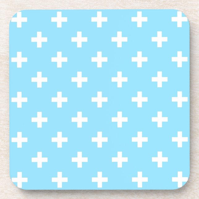 Dessous-de-verre Polka blanche croise sur bleu bébé (Devant)