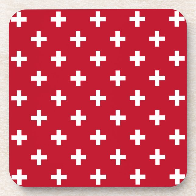 Dessous-de-verre Polka blanche croise sur rouge (Devant)