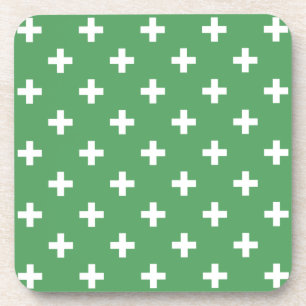 Dessous-de-verre Polka blanche croise sur vert