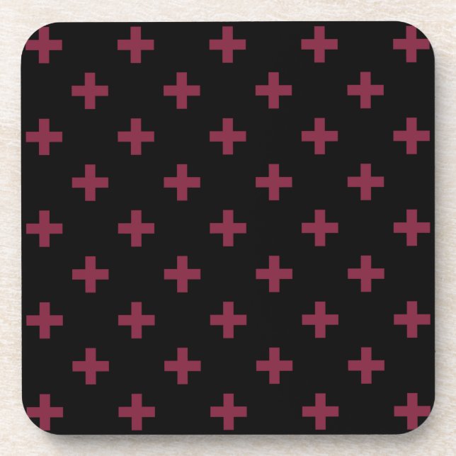 Dessous-de-verre Polka de mûre croise sur le noir (Devant)