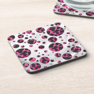 Dessous-de-verre Polka Dot Cow Hot Rose et Black Print