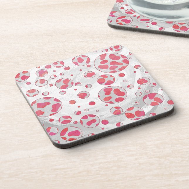 Dessous-de-verre Polka Dot Dalmatie rose et blanc (Côté gauche)